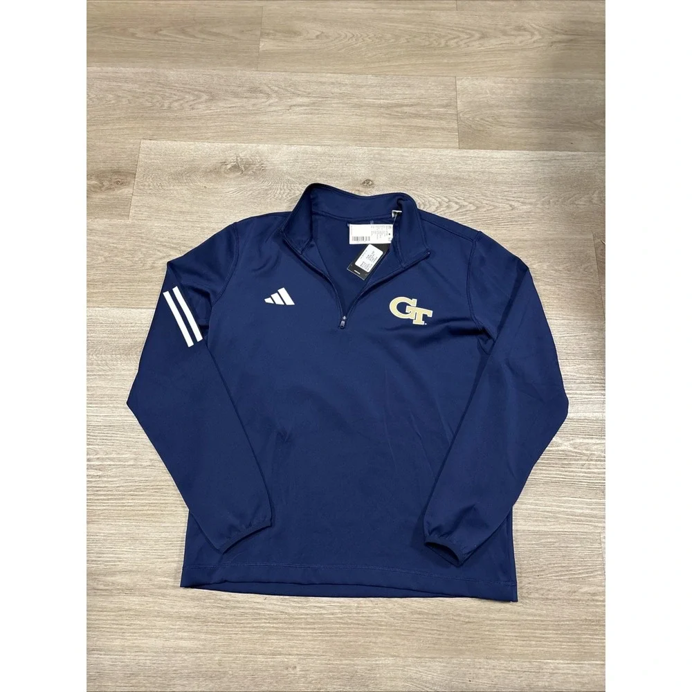 Adidas Georgia Tech GT Team/Player Issued Quarter Zip Navy Men M NCAA Sample